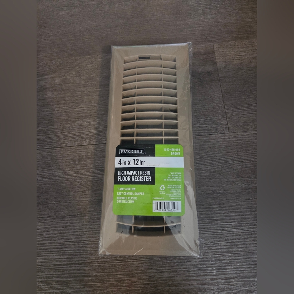 Everbilt 4 In. X 12 In. 1-Way Floor Register in Brown